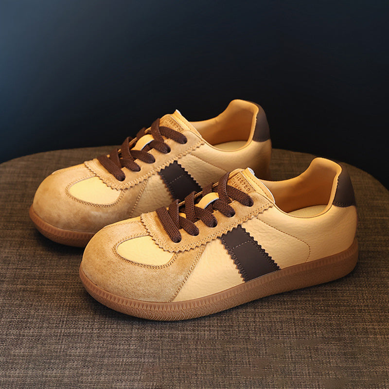 Women's Stylish Leather Low Top Casual Training Sneakers-RAIIFY