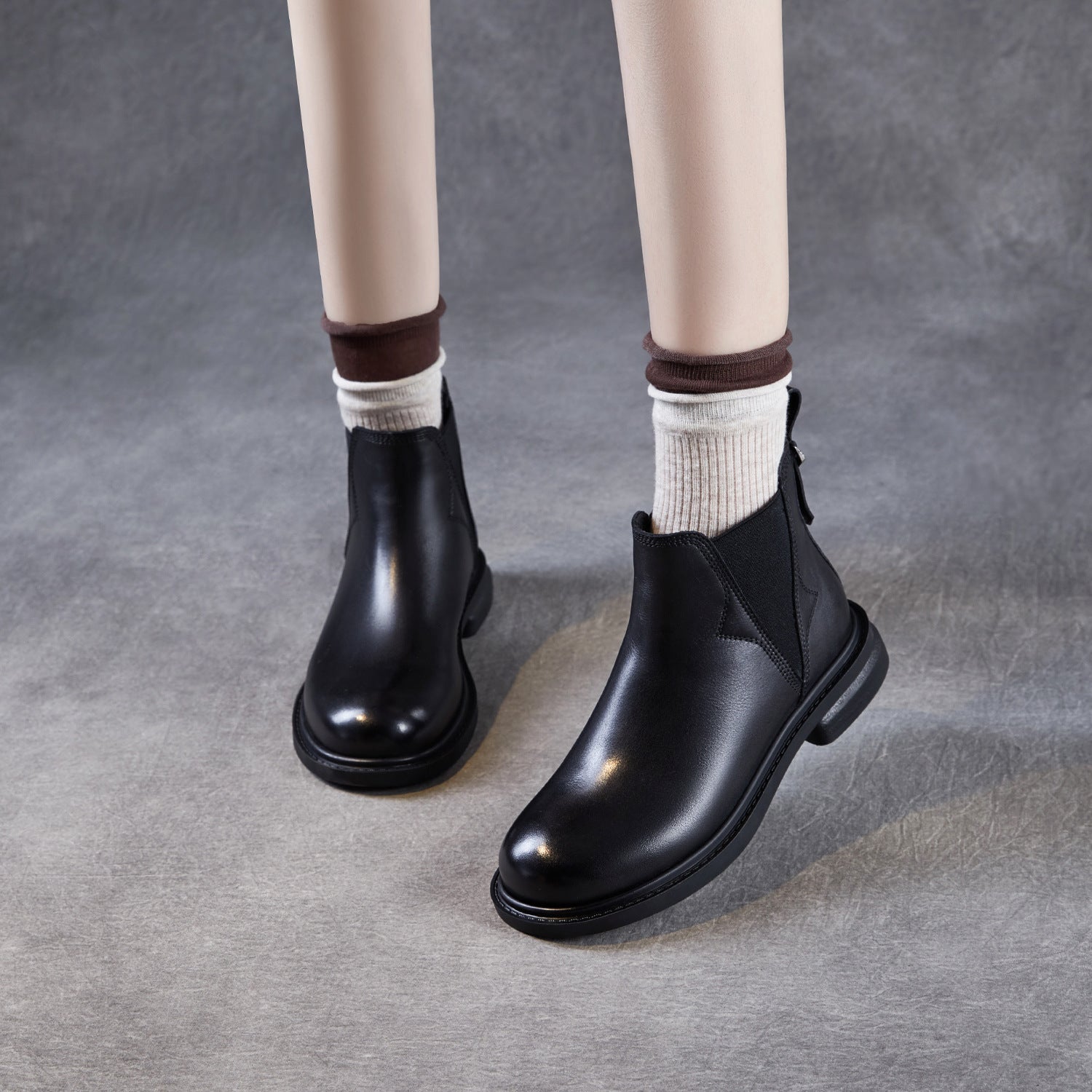 Women's Vintage Leather Slip-on Ankle Boots-RAIIFY