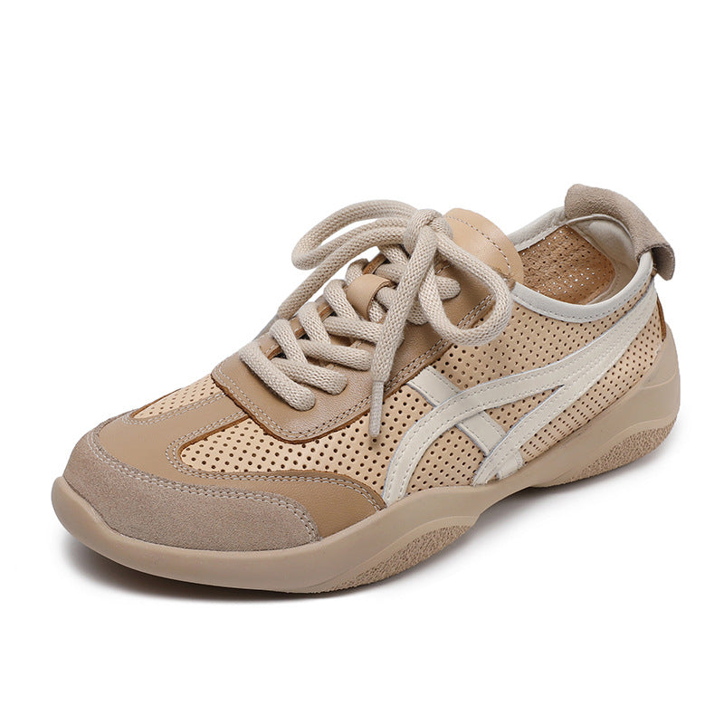 Women Fashion Hollow Breathable Leather Casual Training Shoes-RAIIFY