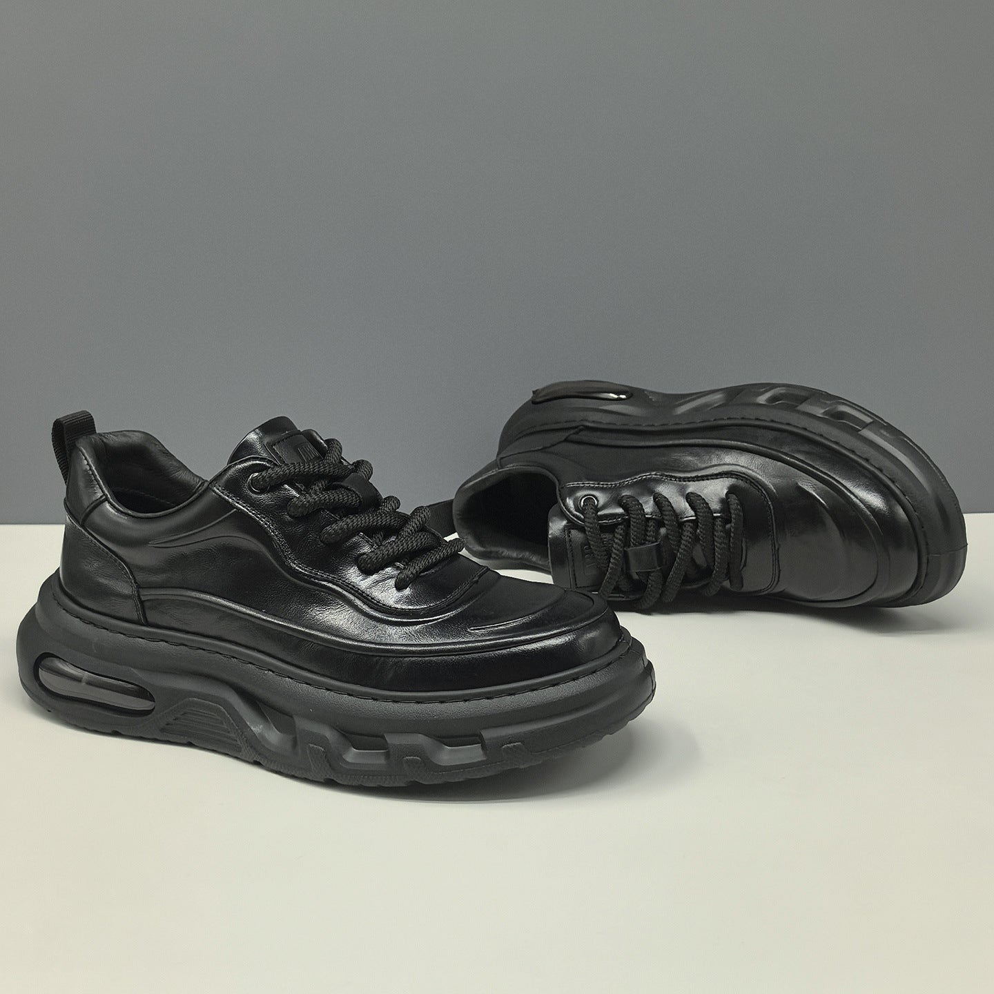 Men's Retro Plain Leather Casual Shoes-RAIIFY