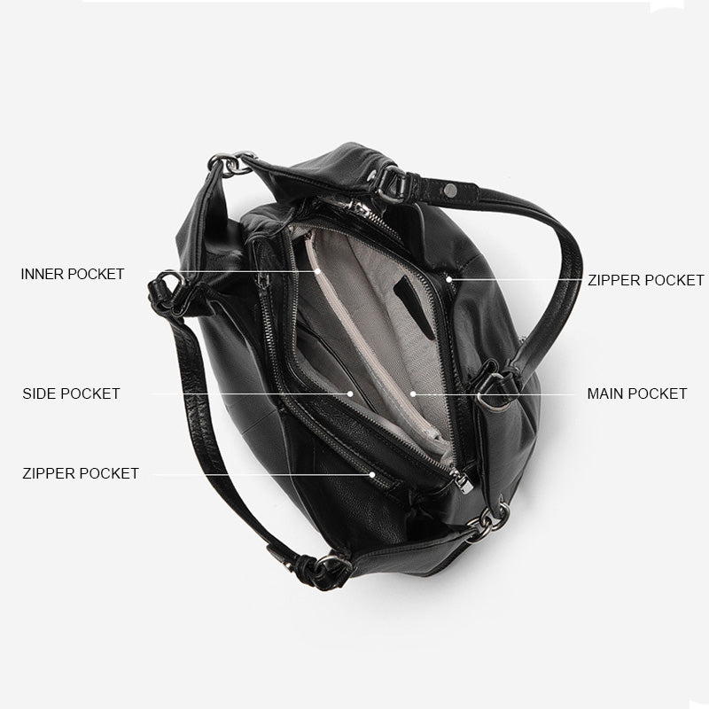 Women’s Fashion Leather Large Capacity Slouchy Tote Bag-RAIIFY