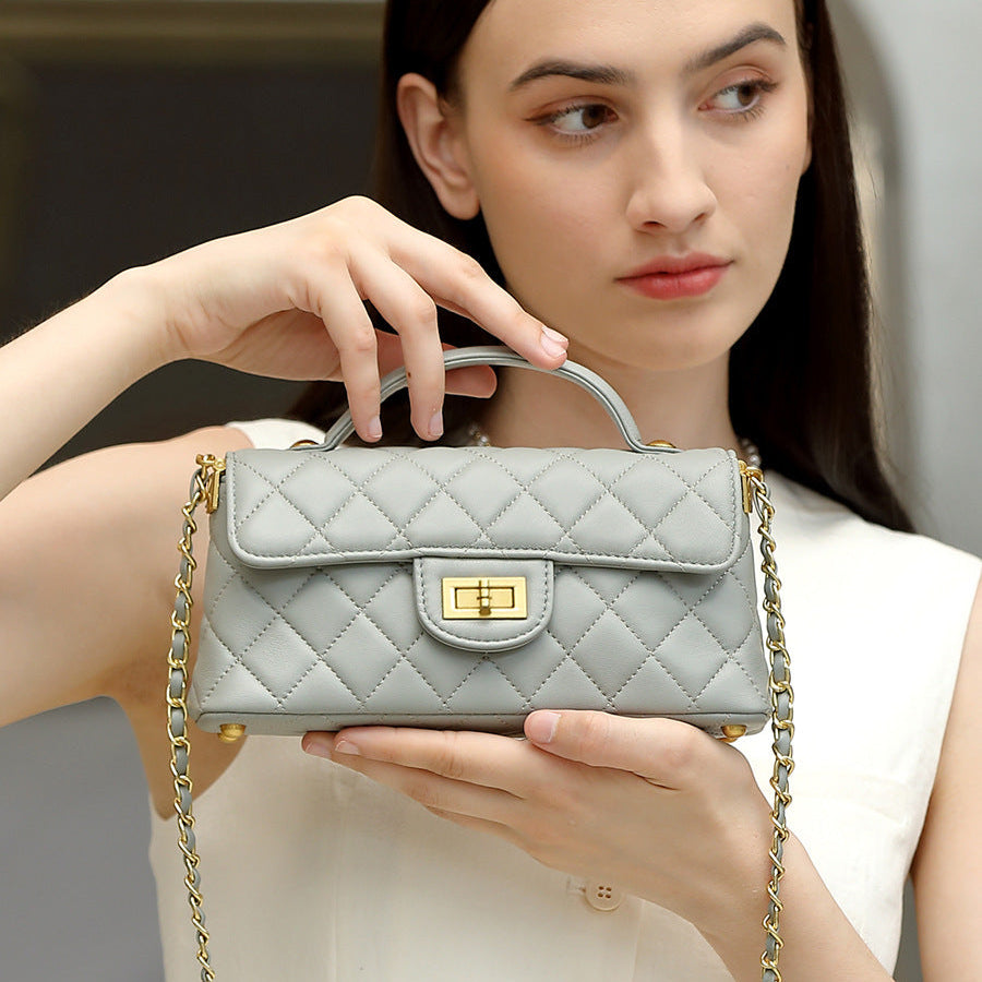 Women's Fashion Plain Quilted Leather Cross Body Bag-RAIIFY