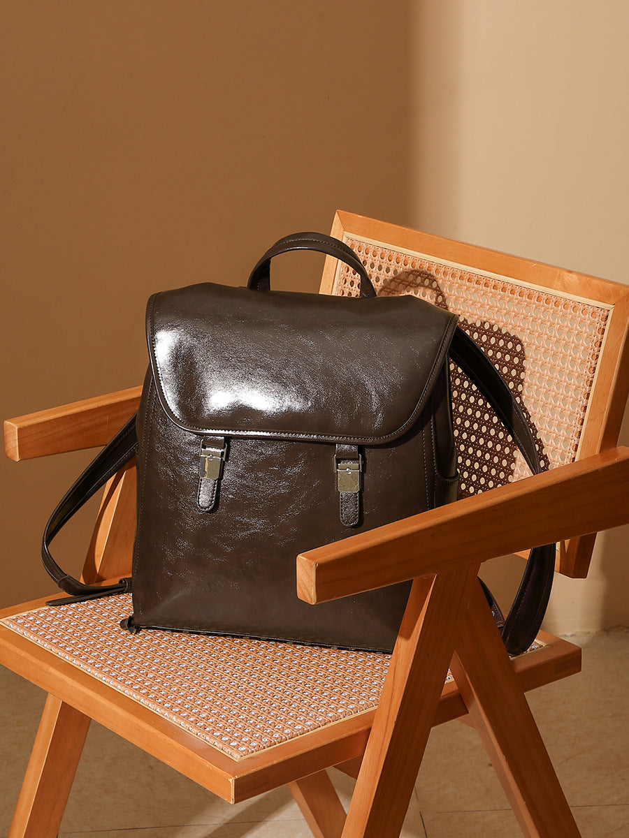 Women's Minimalism Leather Casual Laptop Backpack-RAIIFY