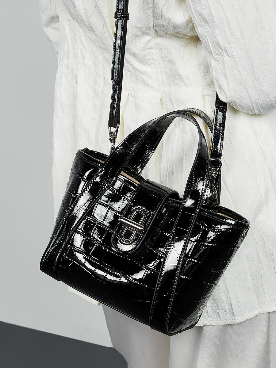 Women's Plain Croc Embossed Leather Cross Body Handbag-RAIIFY