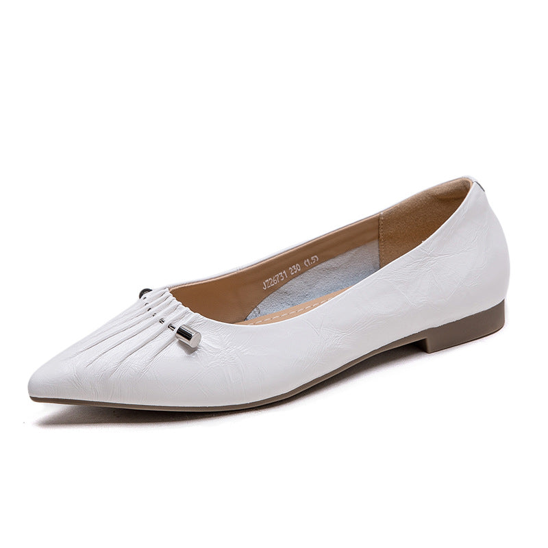 Women Stylish Soft Leather Fashion Pointed Toe Flats-RAIIFY
