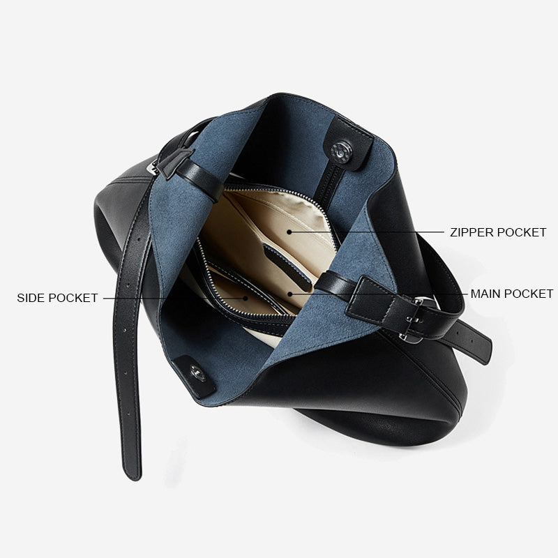 Women’s Minimalist Leather Hobo Shoulder Tote Bag