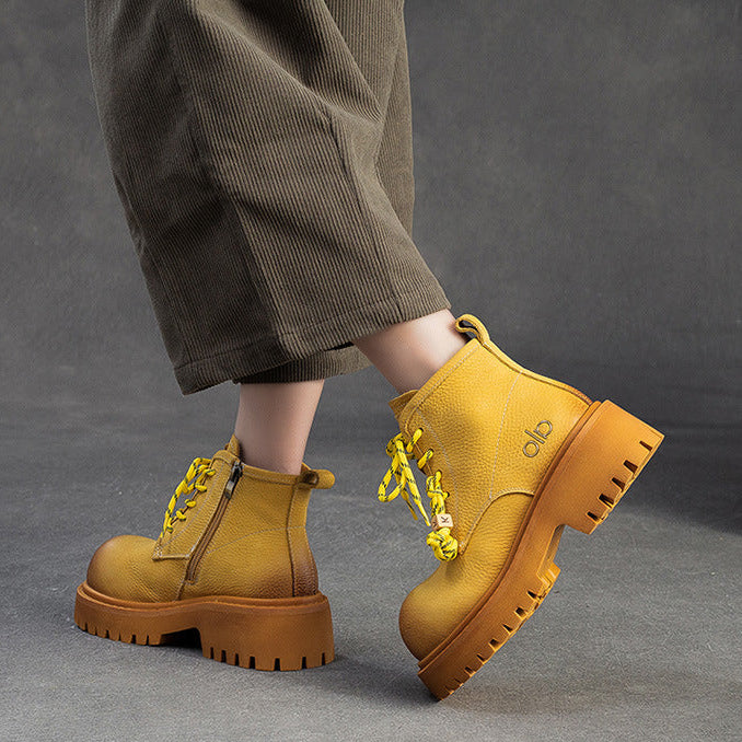 Women's Retro Quilted Leather Winter Furred Snow Boots-RAIIFY