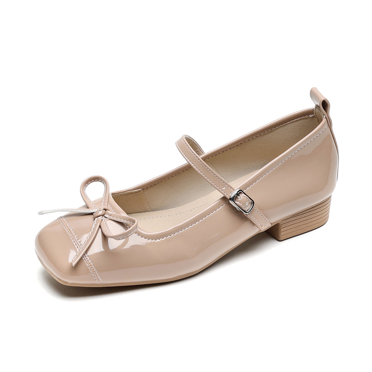 Women's Minimalist Bowknot Low Block Mary Jane Shoes-RAIIFY