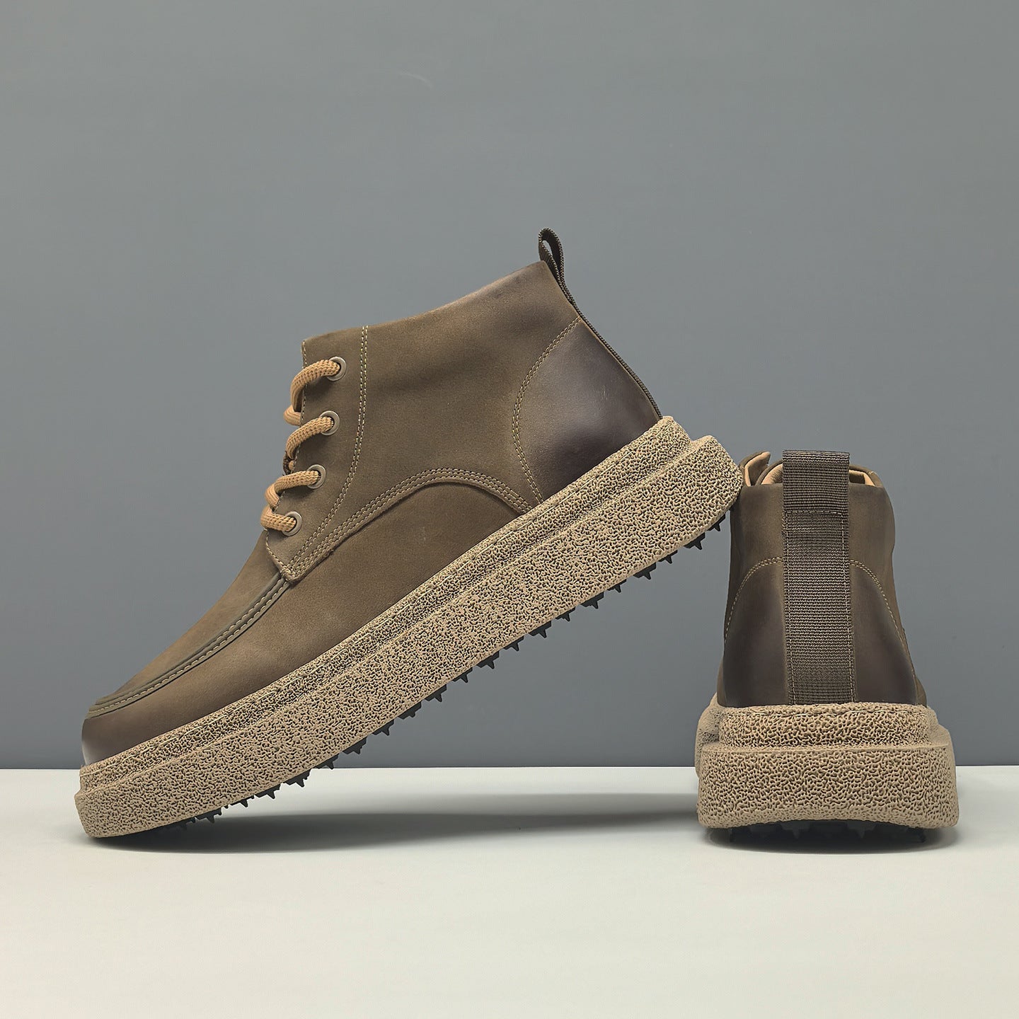 Men's Minimalist Plain Leather Flat Ankle Boots-RAIIFY