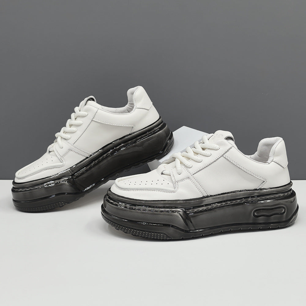 Men Fashion Leather Casual Thick Soled Sneakers-RAIIFY