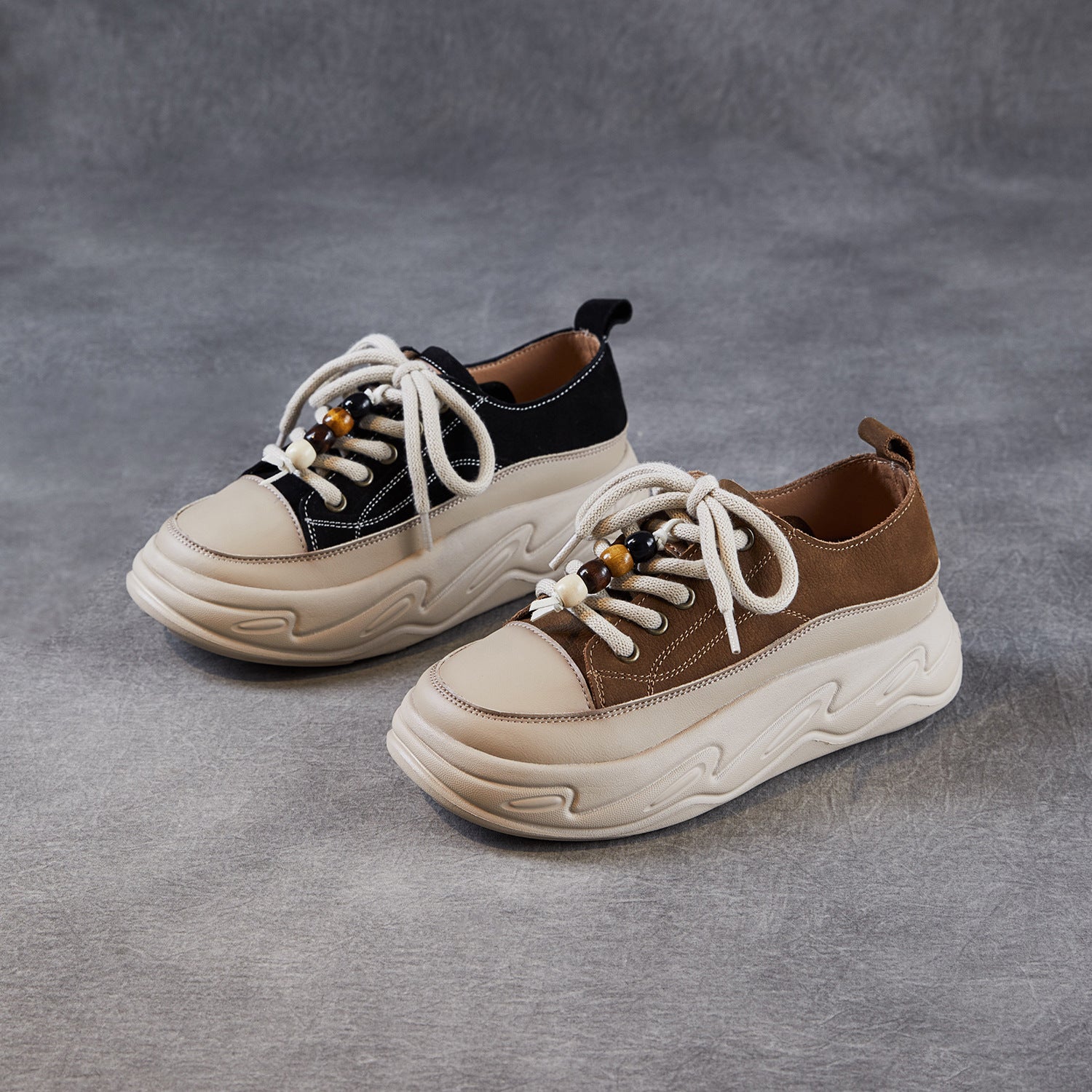 Women's Casual Fashion Leather Platform Sneakers-RAIIFY