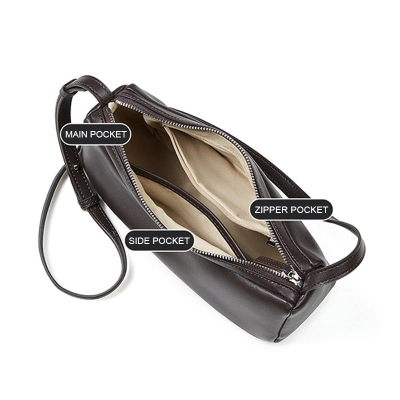 Women's Soft Plain Leather Casual Cross Body Bag-RAIIFY