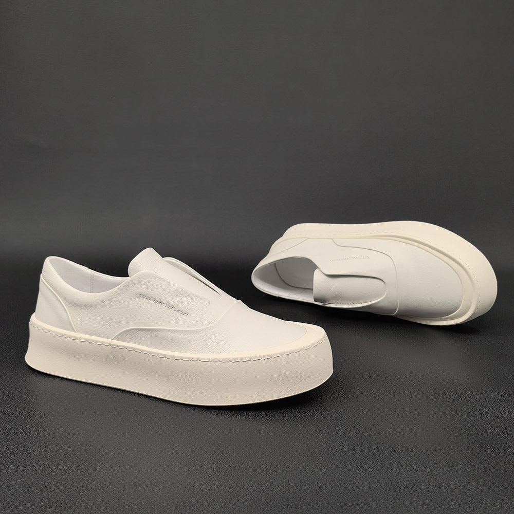 Men Minimalist Pure Leather Flat Casual Loafers-RAIIFY