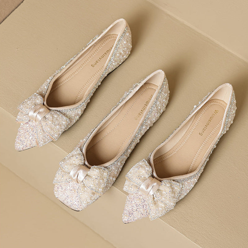 Women's Rhinestone Ballet Flats - Autumn Casual Shoes-RAIIFY