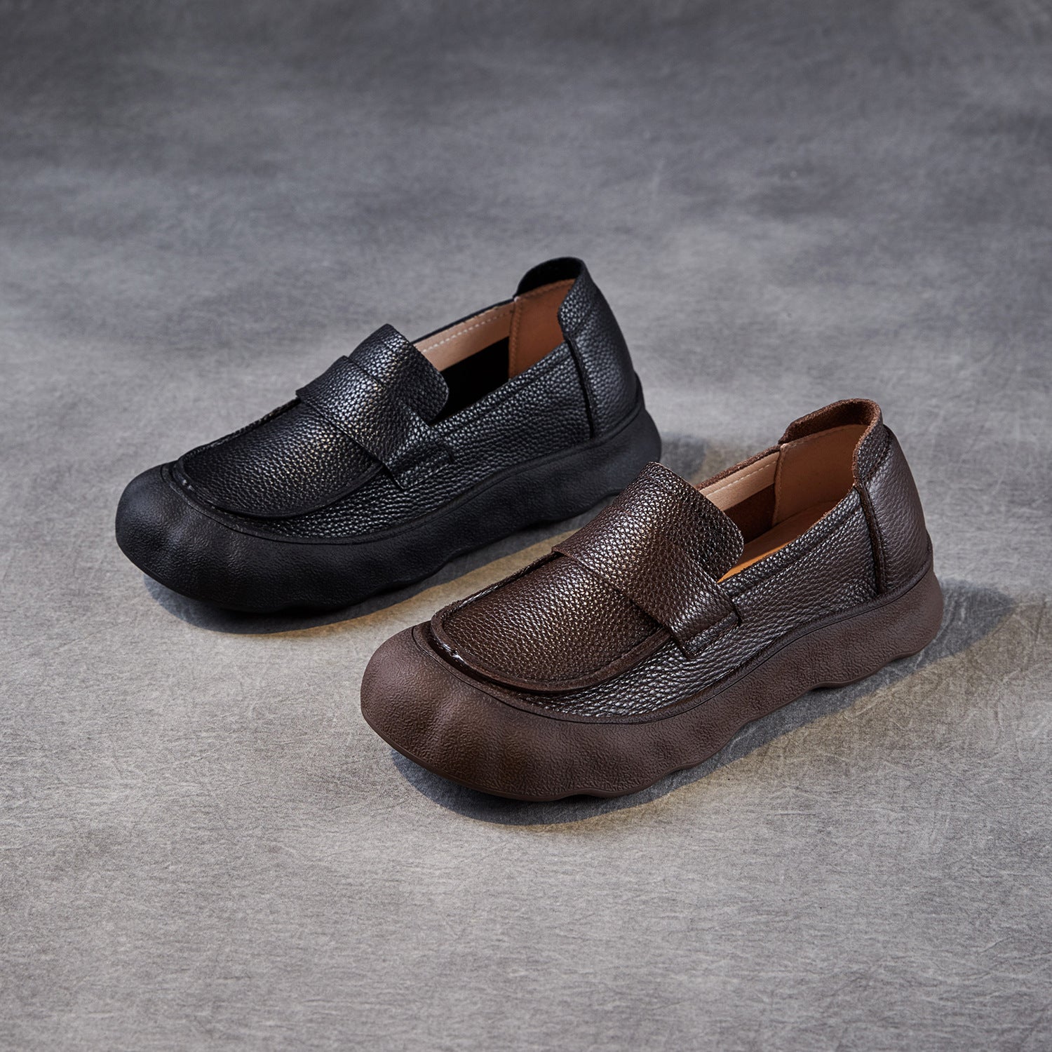 Women's Retro Soft Leather Flat Casual Loafers-RAIIFY