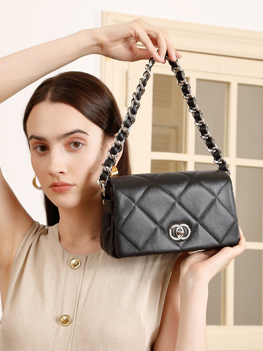 Women's Fashion Quilted Leather Mini Cross Body Bag-RAIIFY
