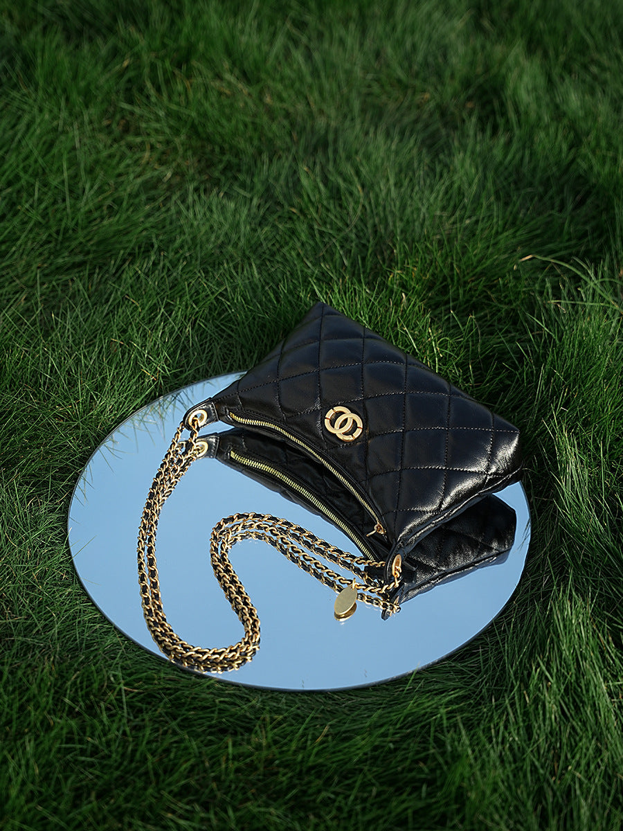 Women’s Chic Sheepskin Quilted Chain Hobo Bag-RAIIFY