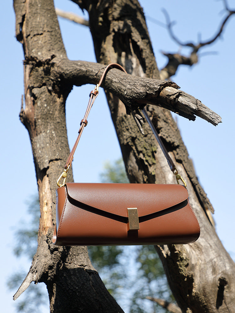 Women's Stylish Plain Leather Casual Shoulder Bag-RAIIFY