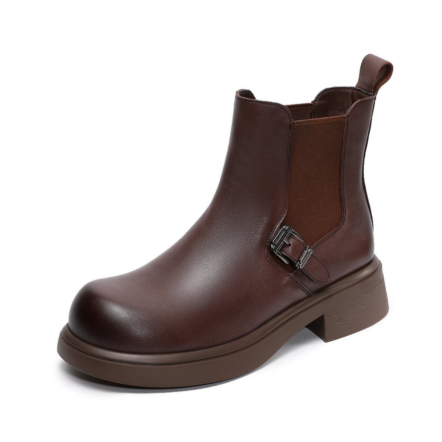 Women's Minimalist Plain Leather Slip-on Ankle Boots-RAIIFY