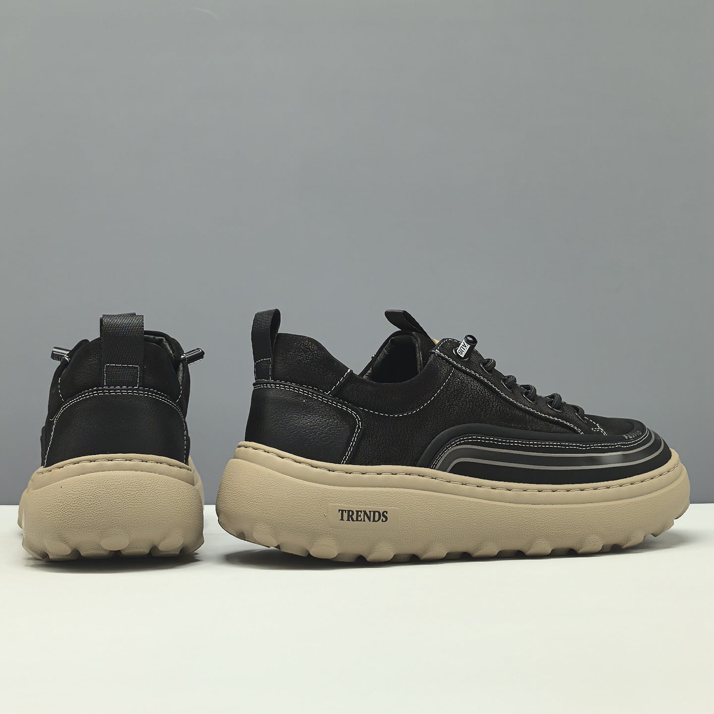 Men's Minimalist Plain Leather Flat Casual Shoes-RAIIFY