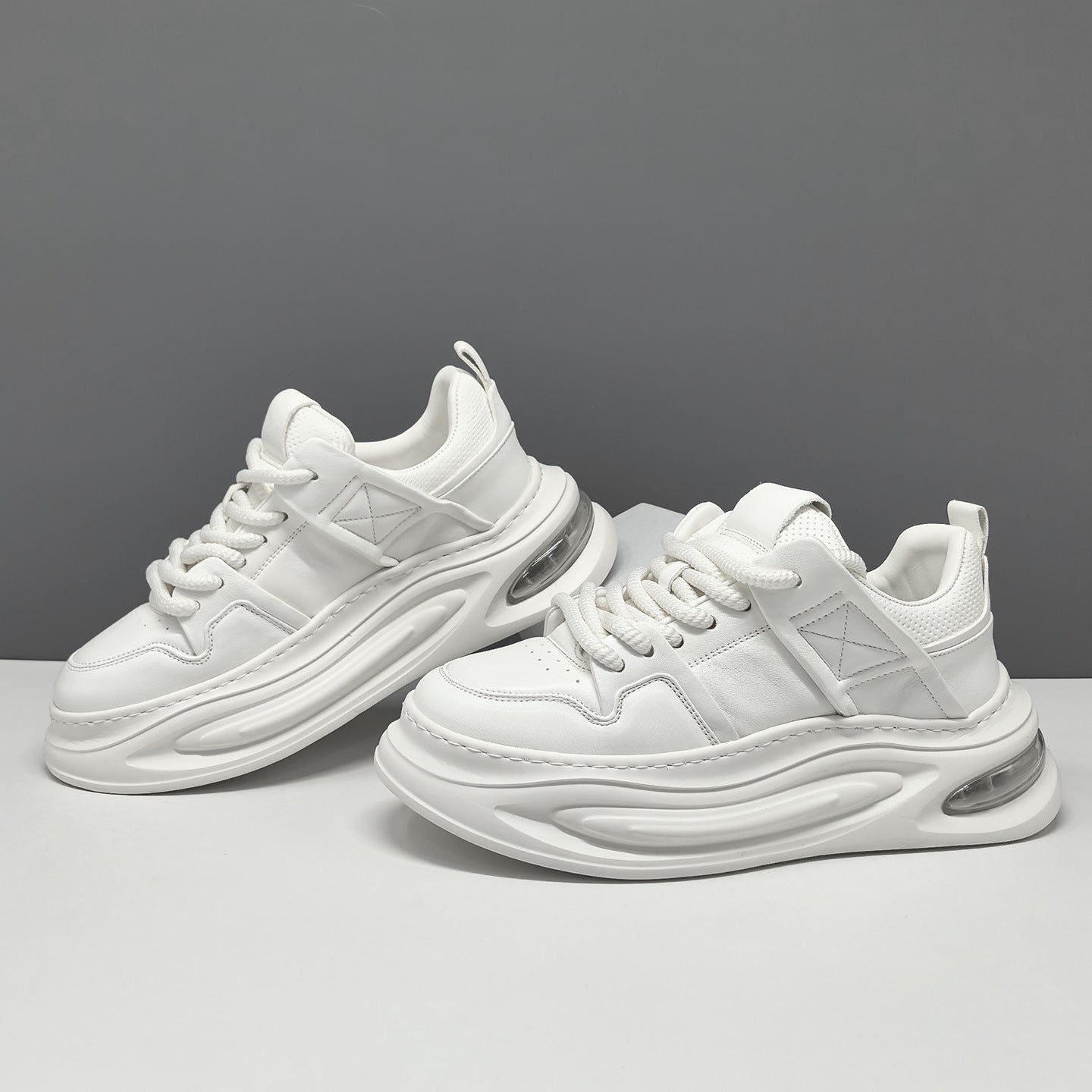 Men's Fashion Quilted Leather Thick Soled Casual Sneakers-RAIIFY