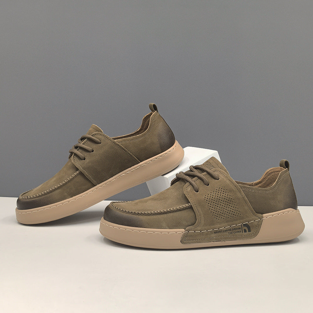 Men Minimalism Plain Leather Breathable Casual Shoes-RAIIFY