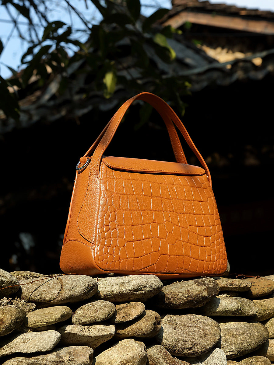 Women’s Crocodile - Embossed Leather Crossbody Bag-RAIIFY