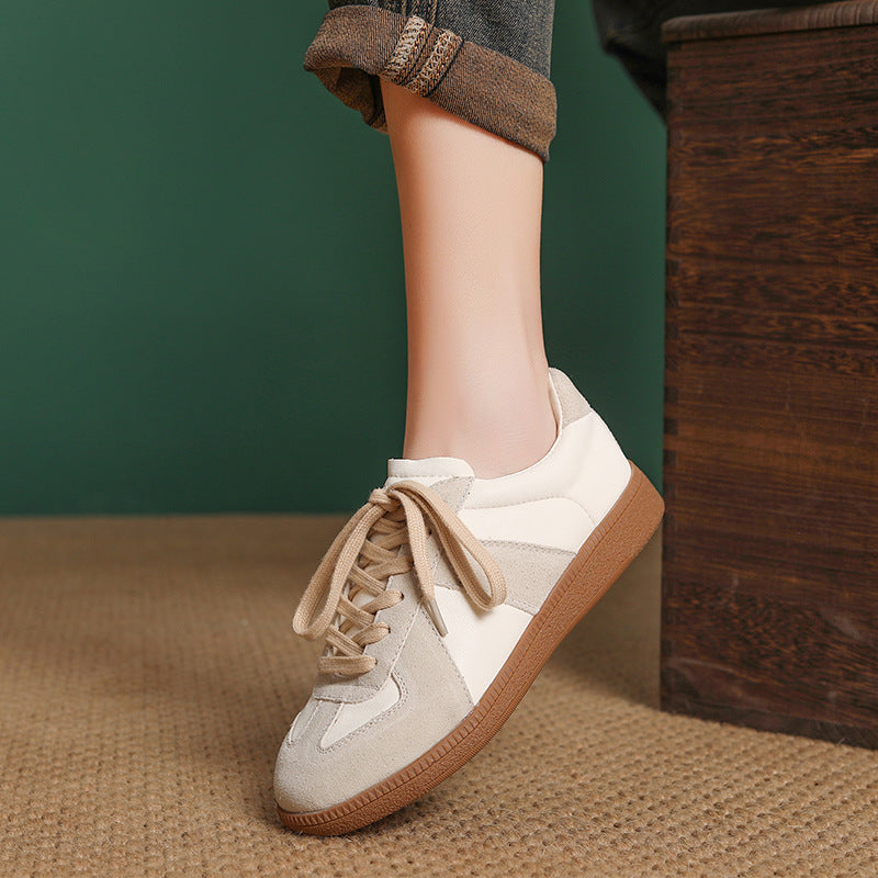 Women Retro Quilted Leather Flat Casual Sneakers-RAIIFY