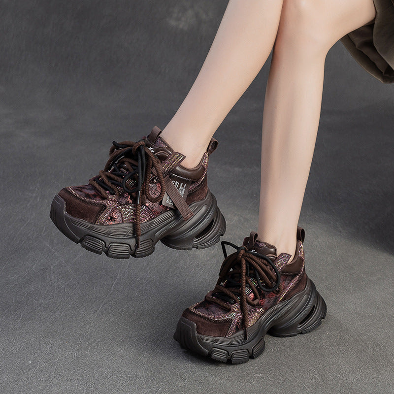 Women's Retro Breathable Casual Chunky Platform Sneakers-RAIIFY