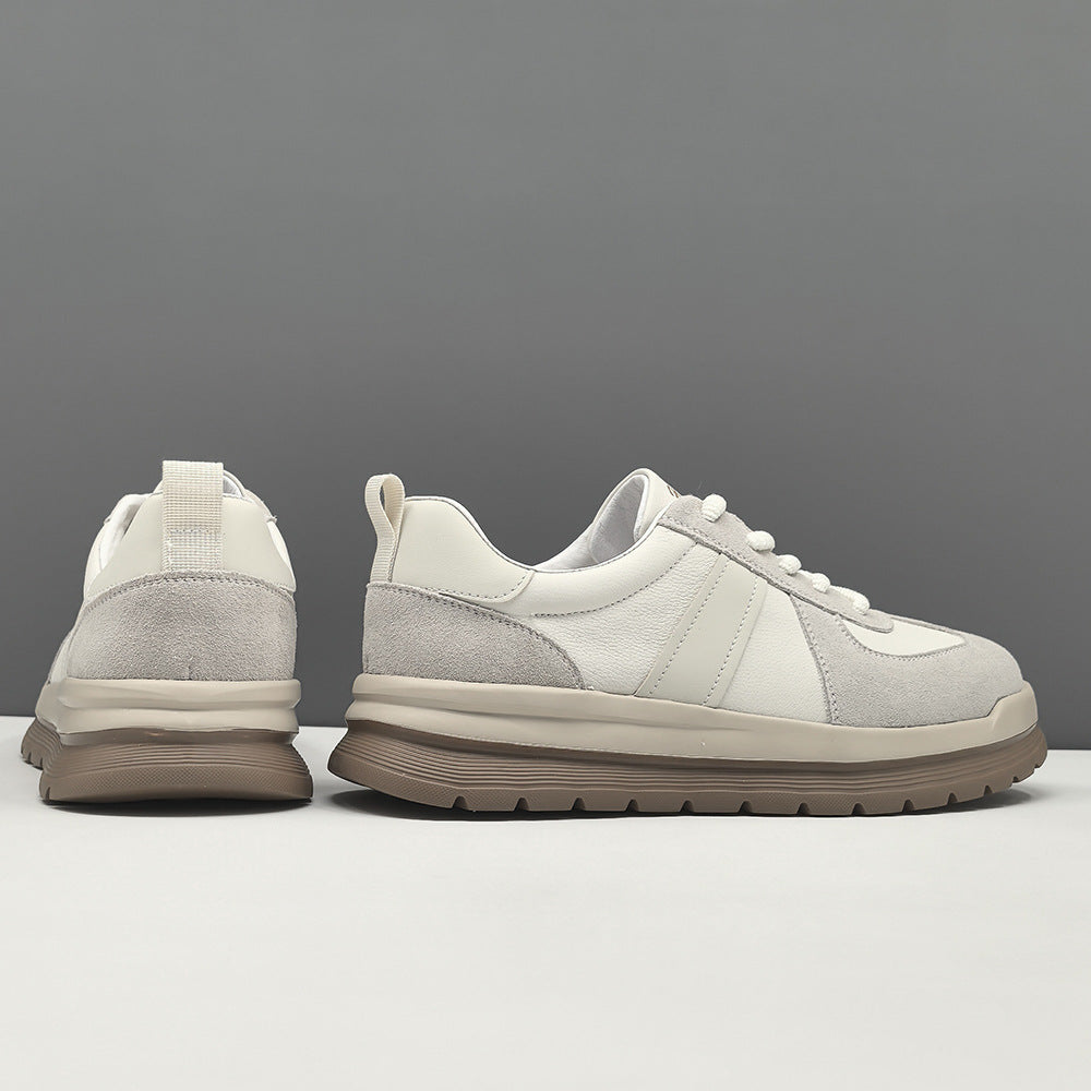 Men Fashion Patchwork Quilted Leather Flat Casual Shoes-RAIIFY