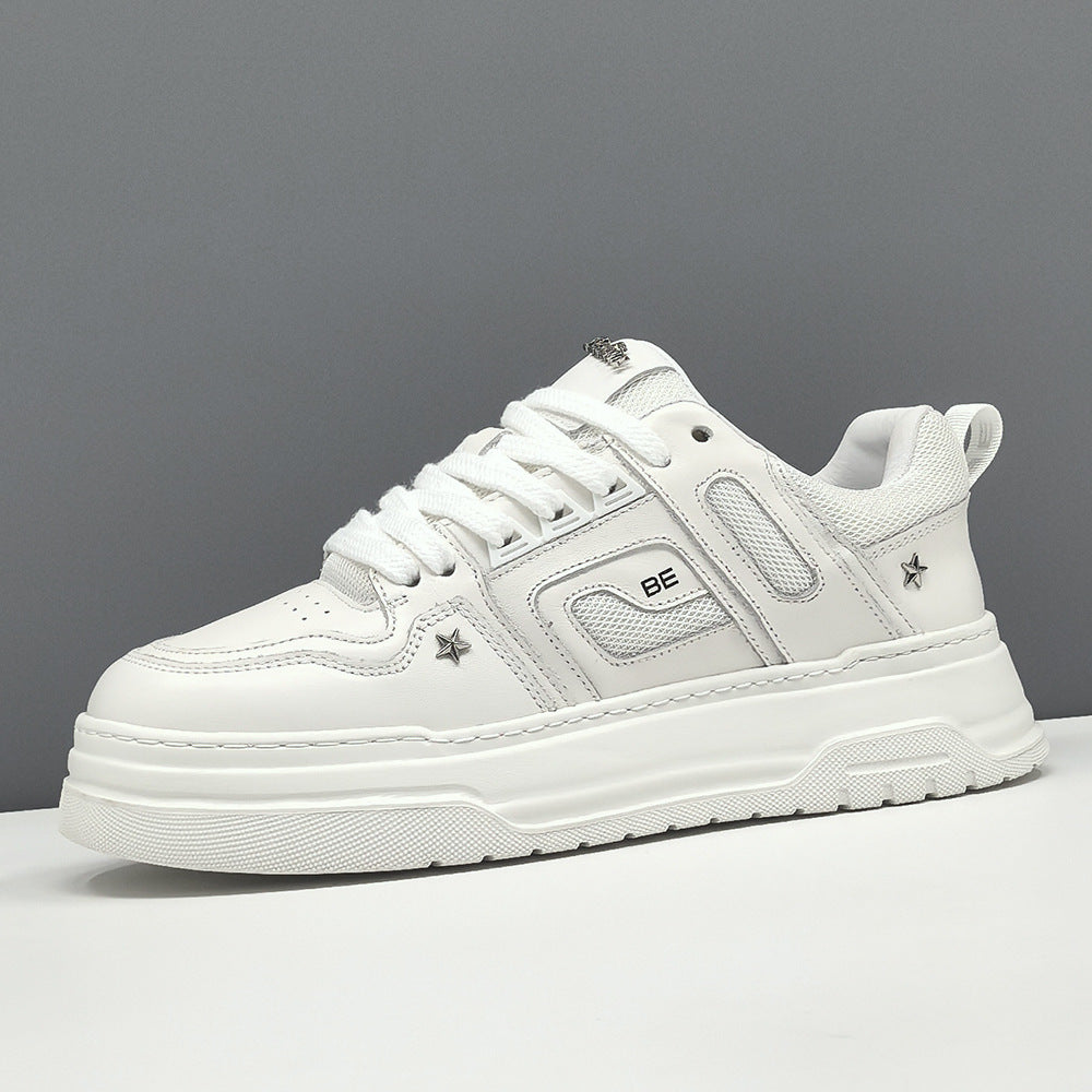 Men Fashion Breathable Mesh Quilted Leather Court Sneakers-RAIIFY