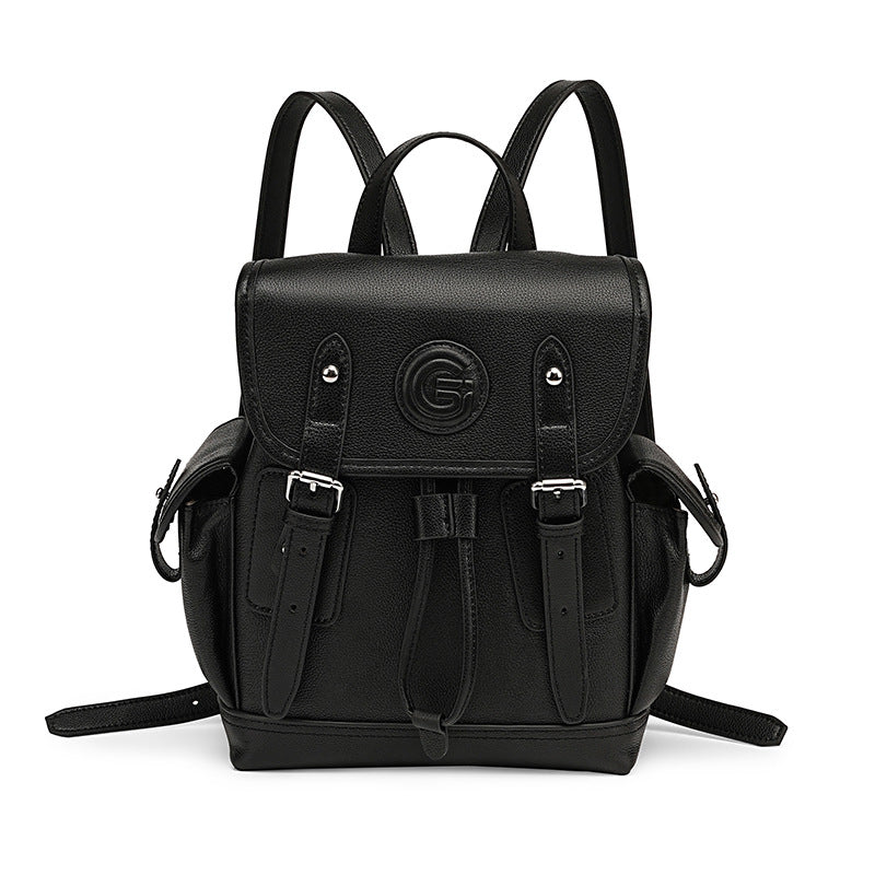 Women's Minimalist Plain Leather Casual Backpack-RAIIFY