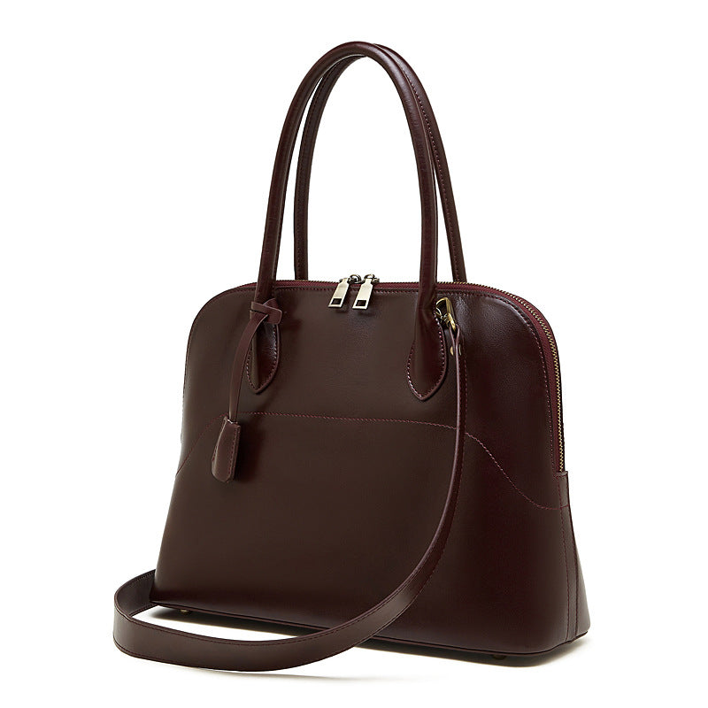 Women's Retro Plain Leather Casual Tote Bag-RAIIFY