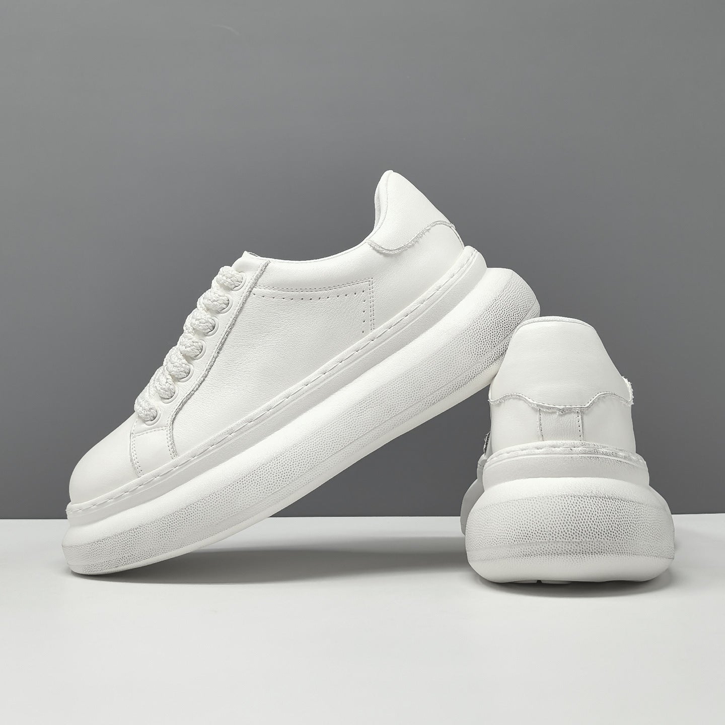 Men's Minimalist Quilted Leather Thick Soled Casual Sneakers-RAIIFY