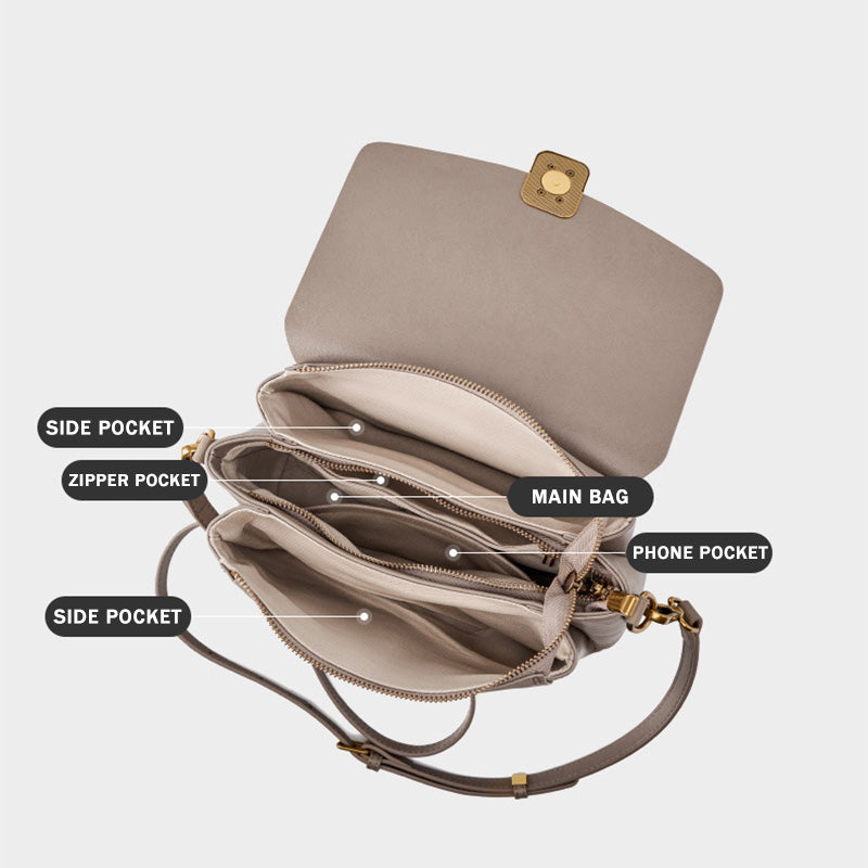 Women Fashion Plain Leather Shoulder Satchel Bag-RAIIFY