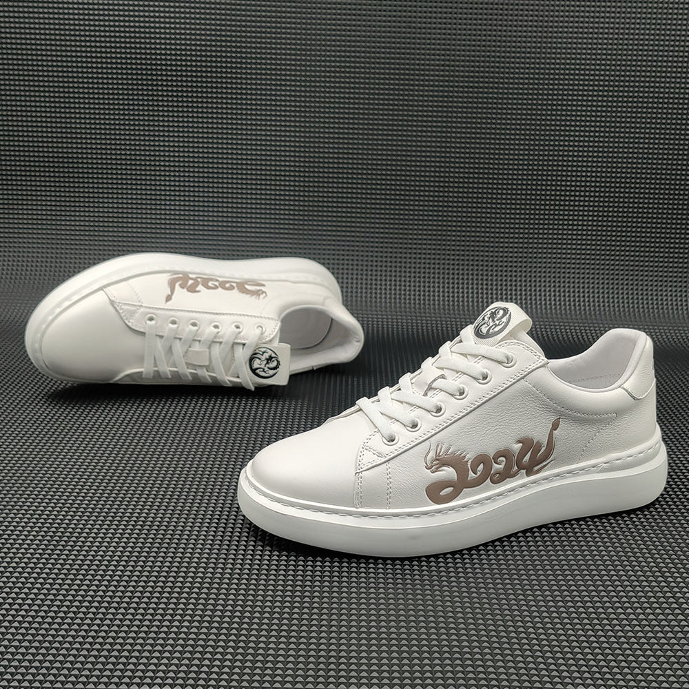 Men 2024 Fashion Leather Print Flat Casual Sneakers-RAIIFY