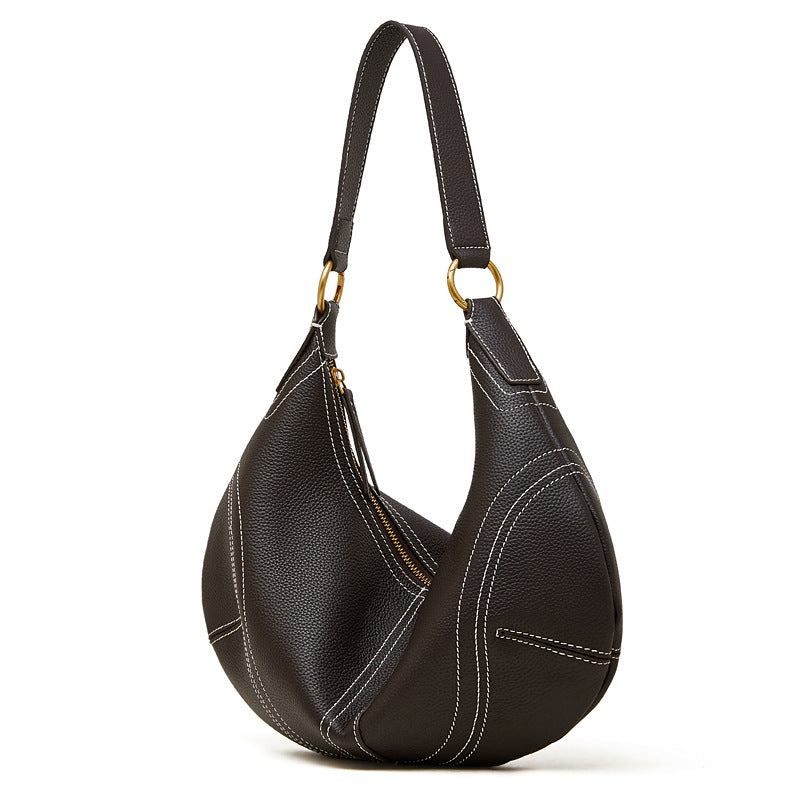 Women's Top-Grain Leather Hobo Shoulder Crossbody Bag-RAIIFY