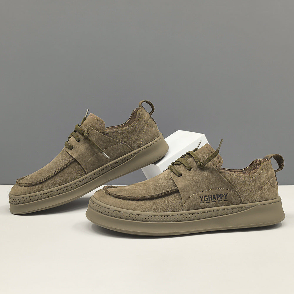 Men Retro Plain Quilted Leather Flat Casual Shoes-RAIIFY