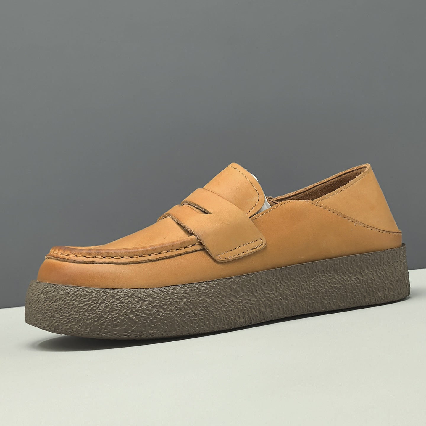Men's Retro Plain Leather Casual Slip-on Loafers-RAIIFY