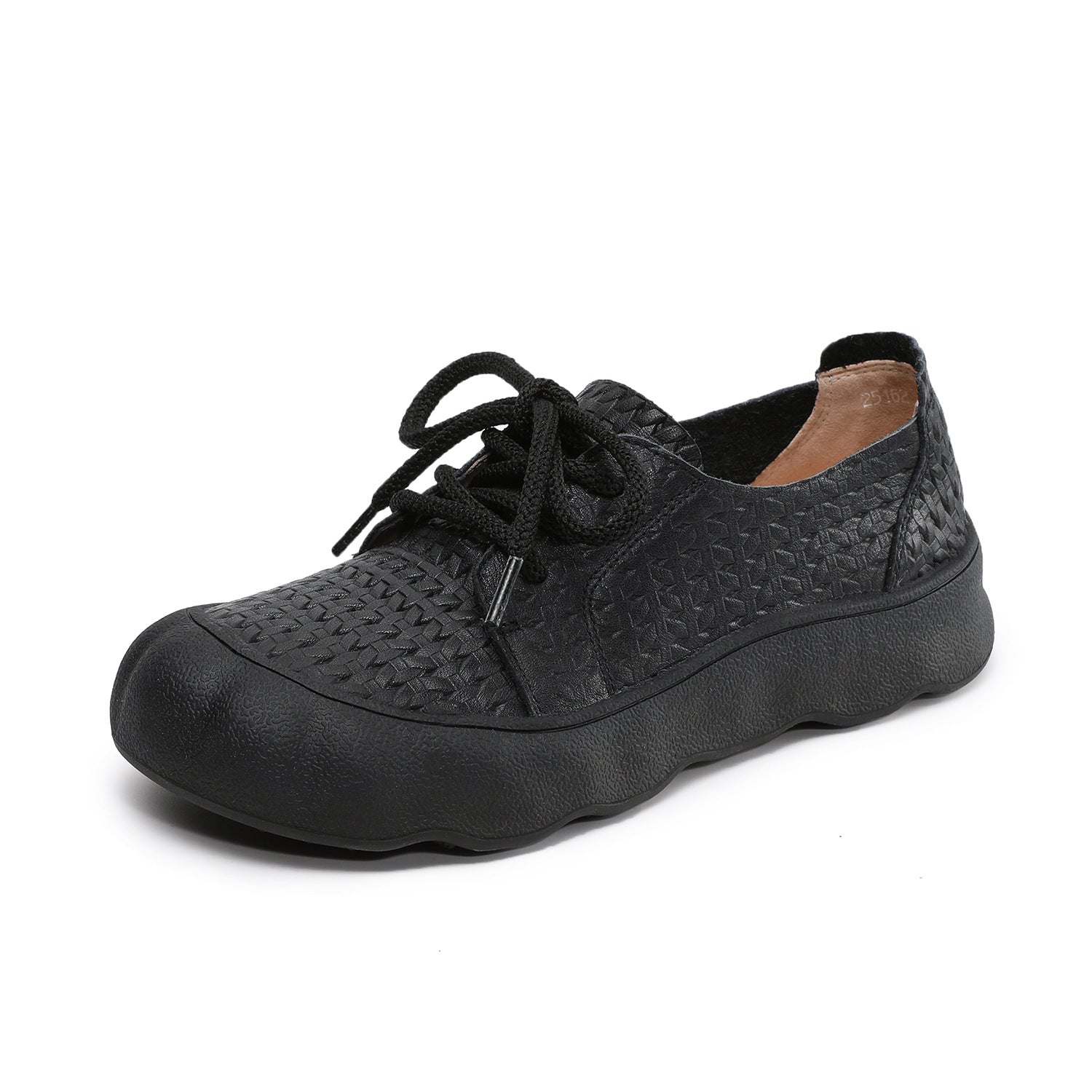 Women's Retro Plaited Embossed Leather Casual Shoes-RAIIFY