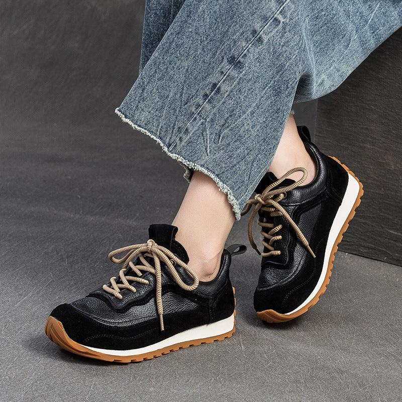 Women Vintage Patchwork Leather Casual Training Sneakers-RAIIFY