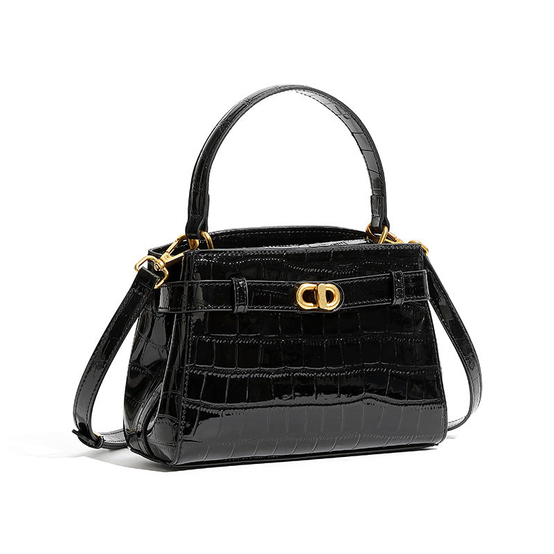 Women’s Crocodile Embossed Leather Mini Square Bag-RAIIFY