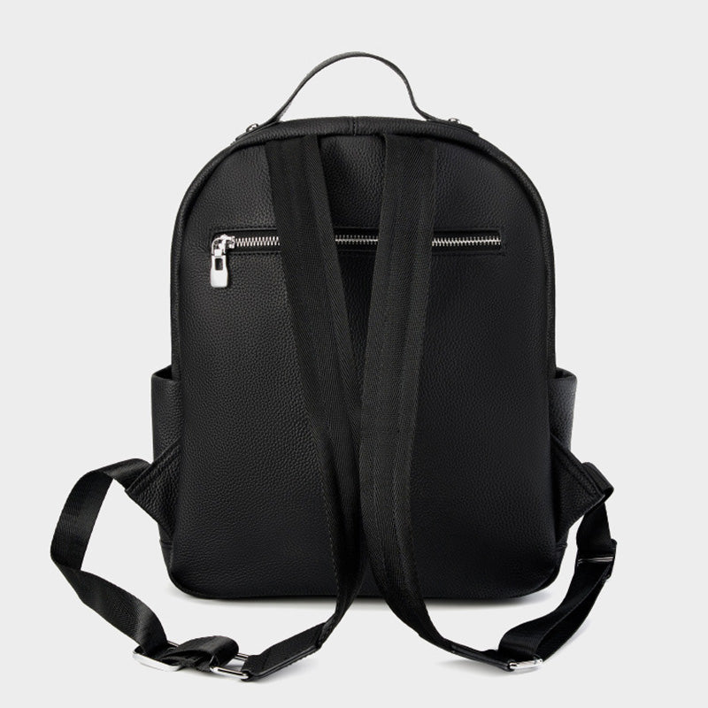 Women Fashion Plain Cowhide Leather Casual Backpack-RAIIFY