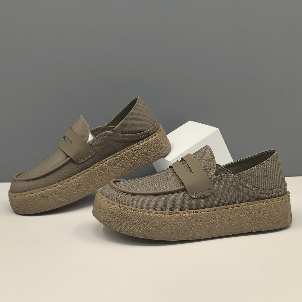 Men Minimalism Plain Canvas Flat Casual Loafers-RAIIFY