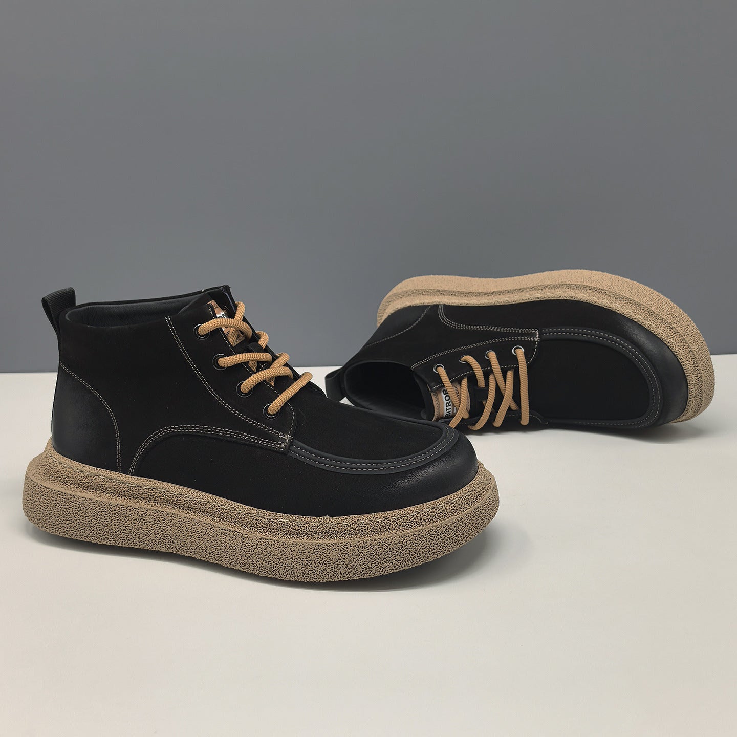 Men's Minimalist Plain Leather Flat Ankle Boots-RAIIFY