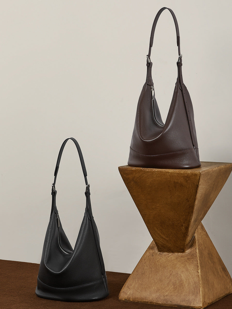 Women's Top-Grain Leather Large Capacity Bucket Bag-RAIIFY