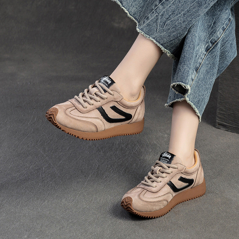 Women Fashion Cowhide Casual Training Sneakers-RAIIFY