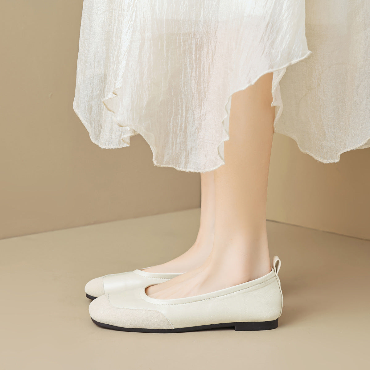 Women's Minimalism Patchwork Leather Soft Flats-RAIIFY