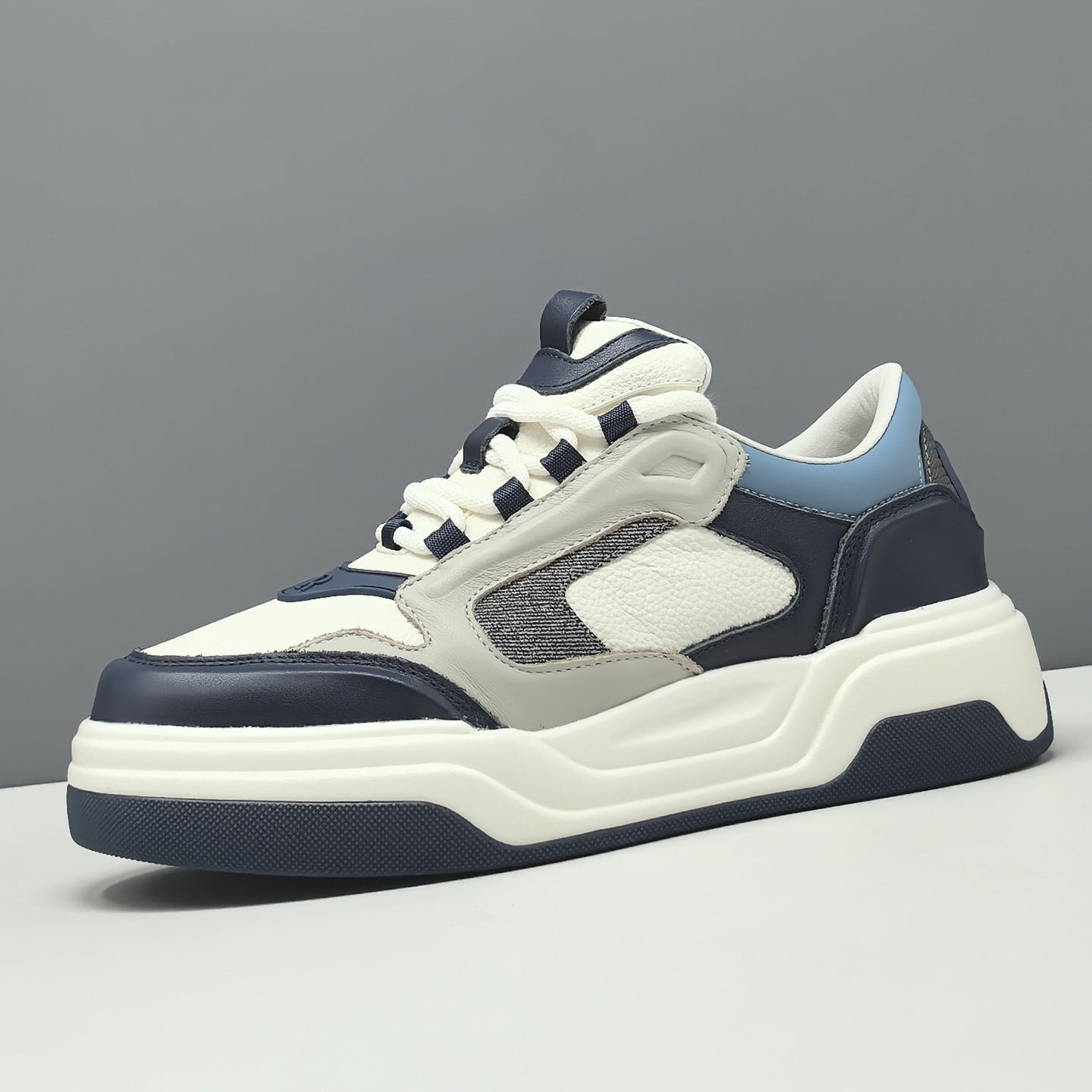 Men's Fashion Color Blocked Leather Casual Sneakers-RAIIFY