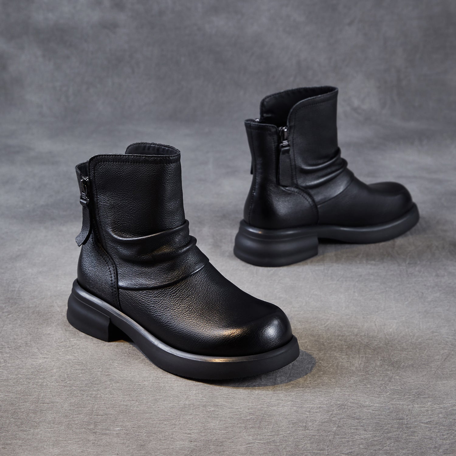 Women's Vintage Leather Furred Comfort Boots-RAIIFY